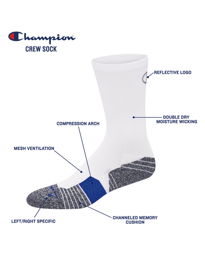 Men's Champion 3-Pairs Socks White | GPYSK6108