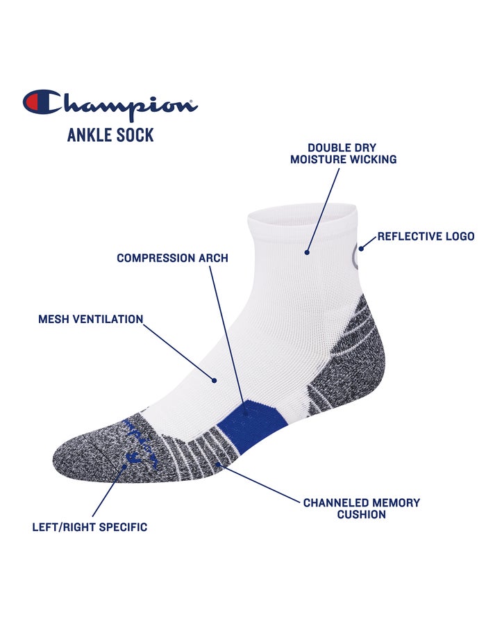 Men's Champion 3-Pairs Socks White | PDIYV4712