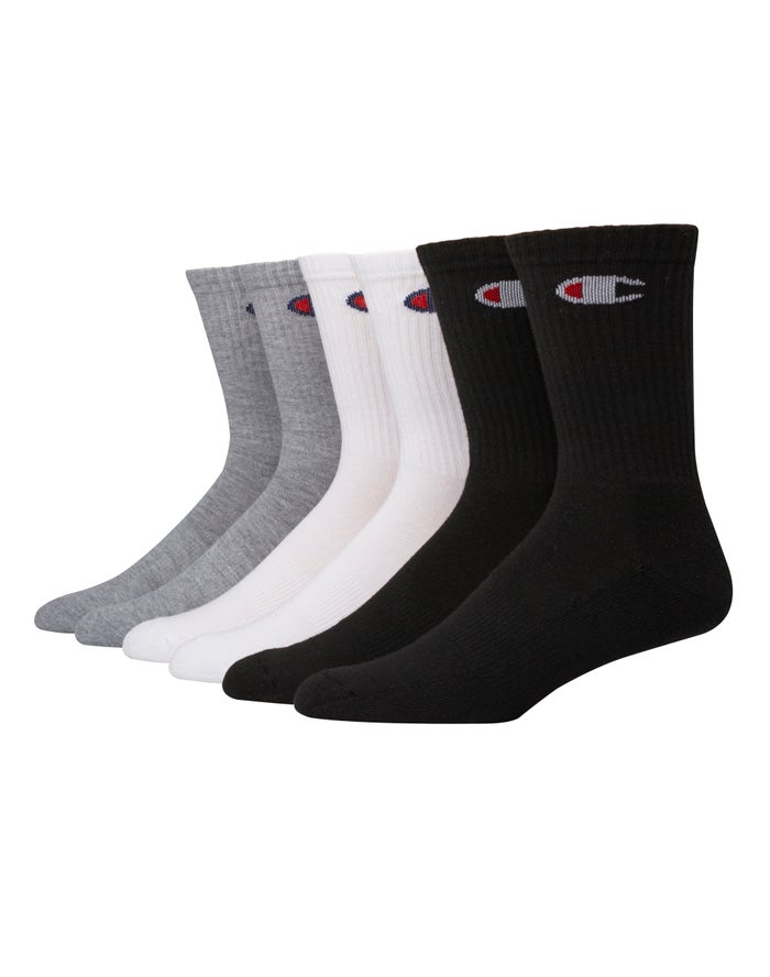 Men\'s Champion 6-pairs Socks Grey | ZJROT7805