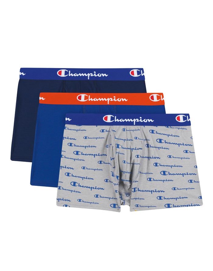 Men's Champion COTTON STRETCH 3-PAIRS Underwear Grey / Royal / Royal / Royal / Orange / Black / Red | JNWTD5874