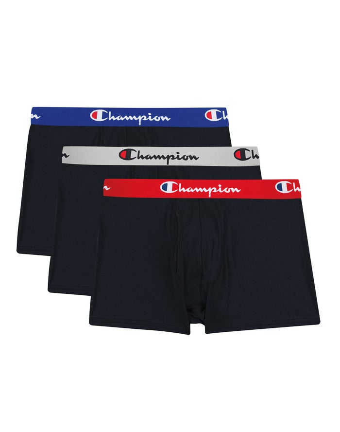 Men's Champion COTTON STRETCH 3-PAIRS Underwear Black / Red / Black / Royal / Black / Black | OYNKJ1045