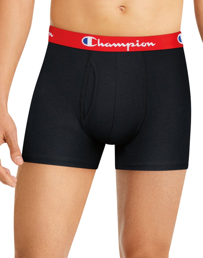 Men's Champion COTTON STRETCH 3-PAIRS Underwear Black / Red / Black / Royal / Black / Black | OYNKJ1045