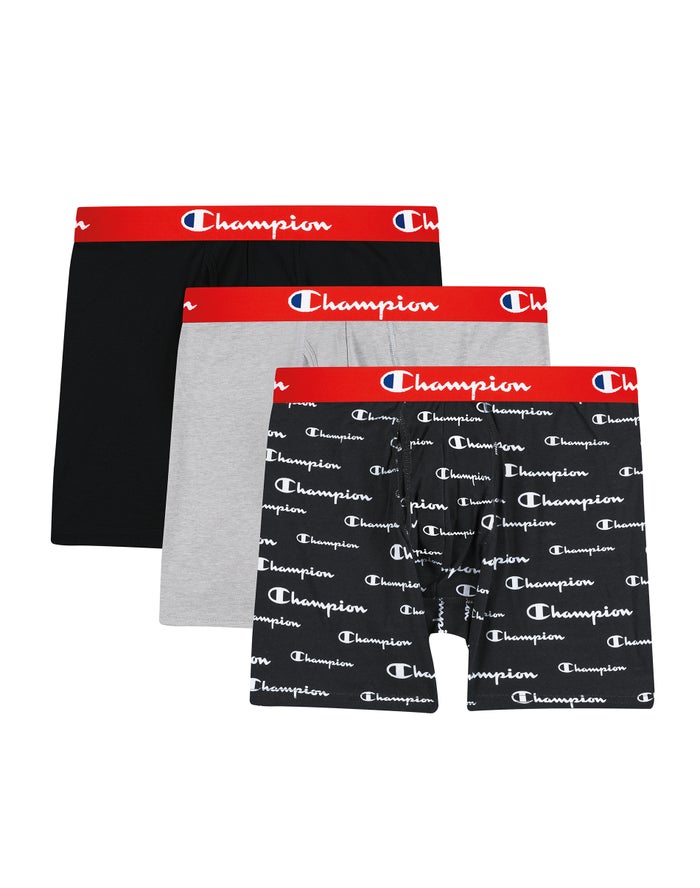 Men's Champion EVERY DAY COTTON STRETCH 3-PAIRS Underwear Grey / Red / Black / White / Red / Black / Red | NRCOI6120