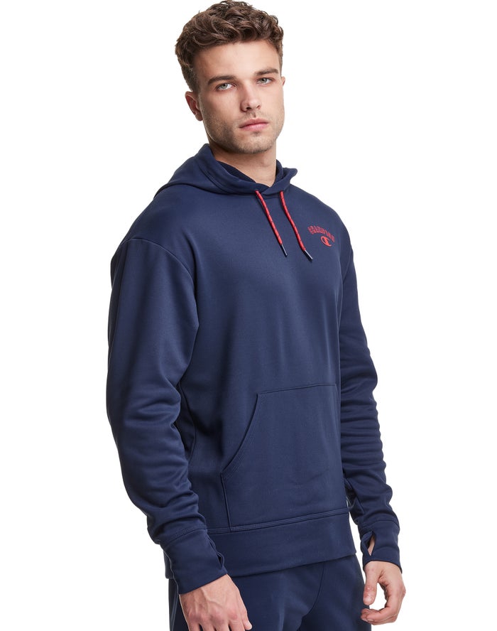 Men's Champion Game Day Block Arch Logo Hoodie Navy / Multicolor | GMSLK3195