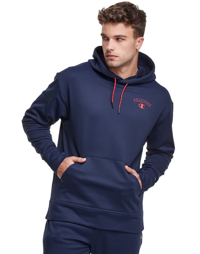 Men\'s Champion Game Day Block Arch Logo Hoodie Navy / Multicolor | GMSLK3195