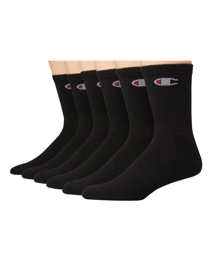 Men\'s Champion Gift Box of 6-Pairs Socks Black | EKUTY3409