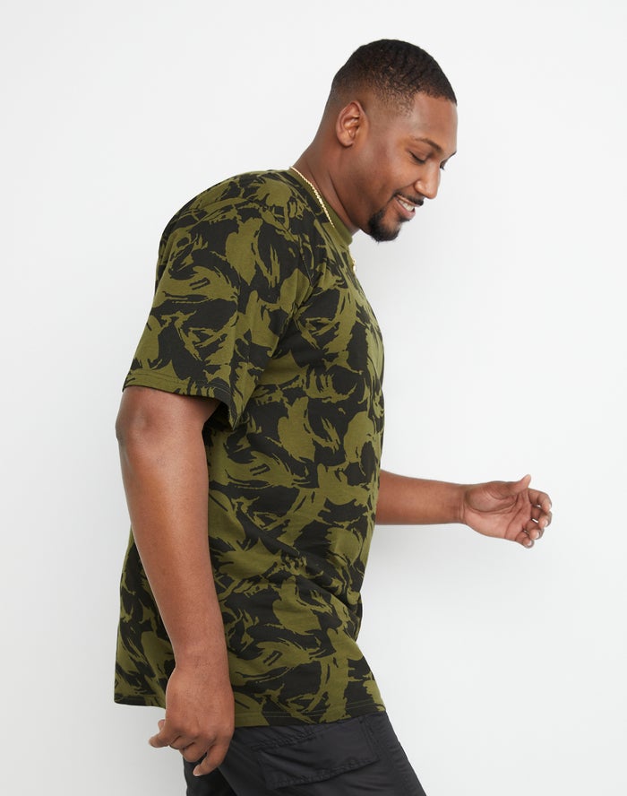 Men's Champion Global Explorer Print Tops Olive | SHEUA5467