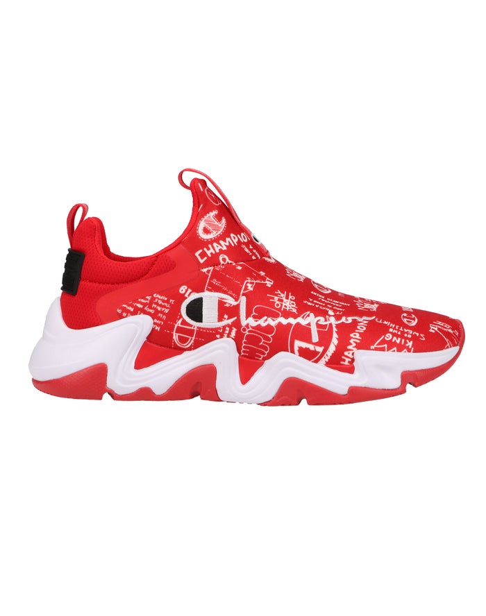 Men's Champion Hyper Apex Doodle Sneakers Deep Red / White | KRPBD7183