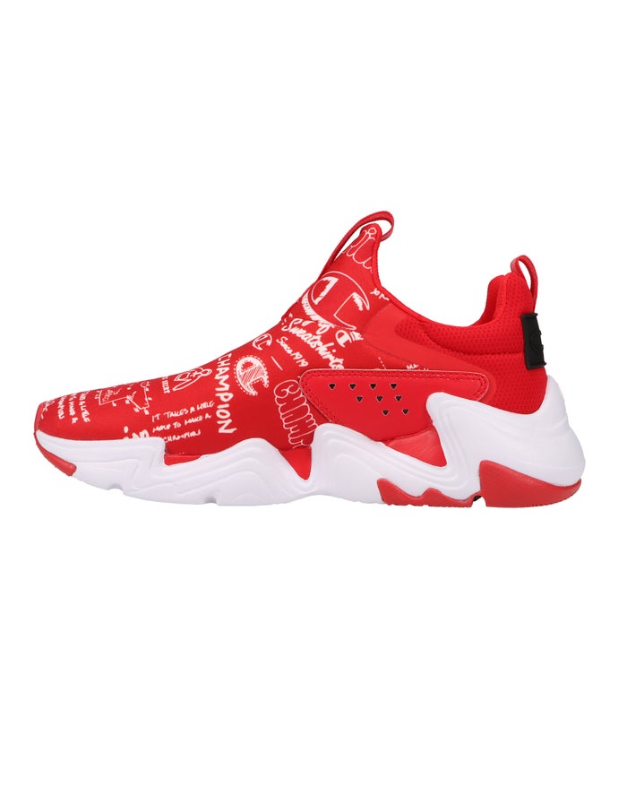 Men's Champion Hyper Apex Doodle Sneakers Deep Red / White | KRPBD7183