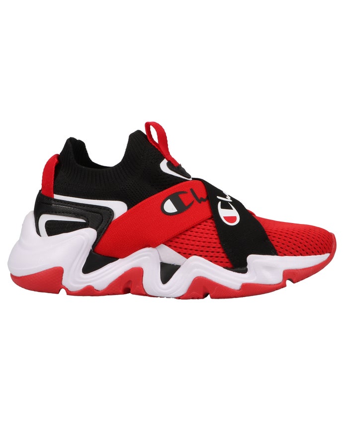 Men's Champion Hyper Cross Lo Sneakers Black / Deep Red / White | KQEJG9742