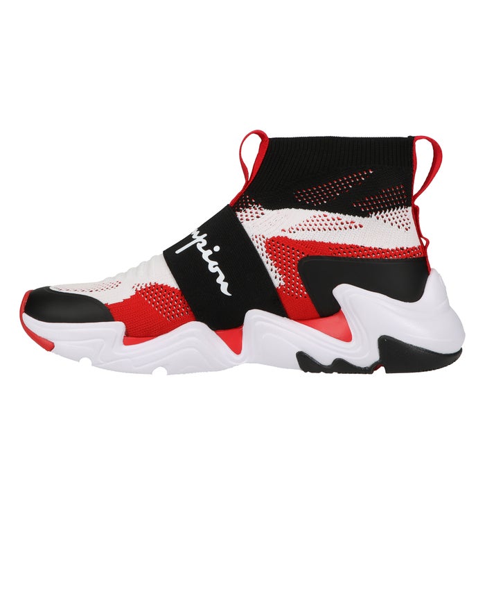 Men's Champion Hyper Future Hi Sneakers Black / White / Deep Red | WVESI6039