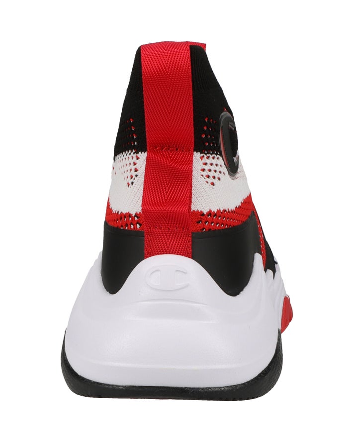 Men's Champion Hyper Future Hi Sneakers Black / White / Deep Red | WVESI6039