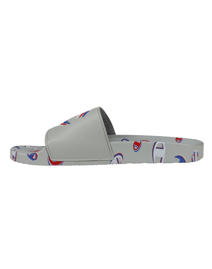 Men's Champion IPO 3Peat Oxford Slides Grey | VIDBQ5821