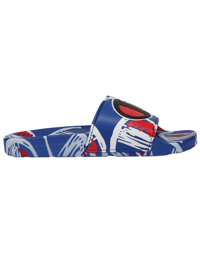 Men's Champion IPO COMIC SURF THE WEB Slides White / Deep Red | JAQBO5431