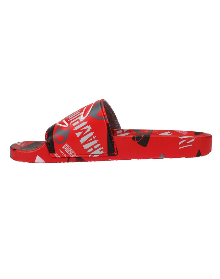 Men's Champion IPO C Logo Slides Deep Red / Black / Grey | EPGLN8726