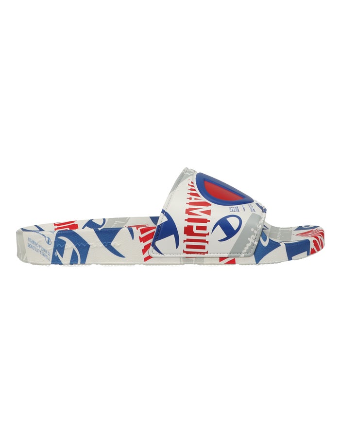 Men's Champion IPO C Logo Slides White / Deep Red | REDOX5830