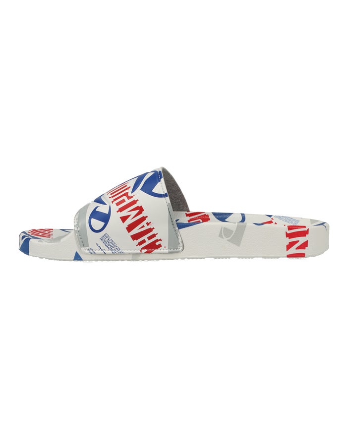 Men's Champion IPO C Logo Slides White / Deep Red | REDOX5830