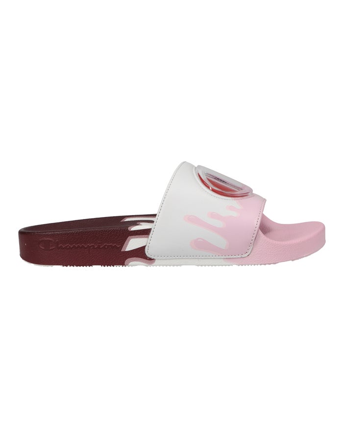 Men's Champion IPO DripWhite Slides Brown / White / Pink | SFUIJ5918