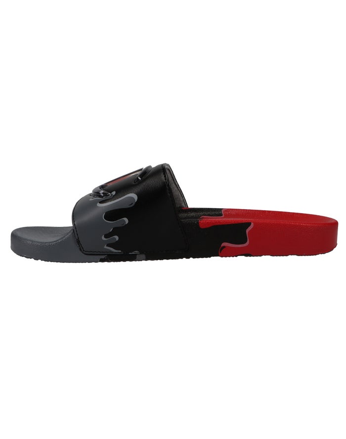 Men's Champion IPO Drip Slides Deep Red / Black / Grey | TQRZE6123