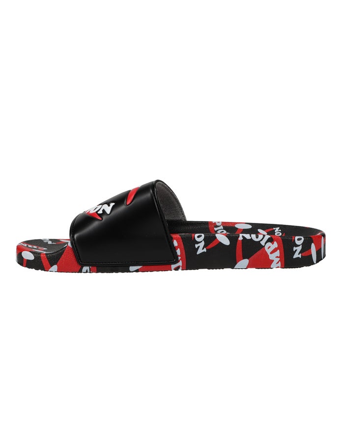 Men's Champion IPO Smile Slides Black / Deep Red | QSKGY2046