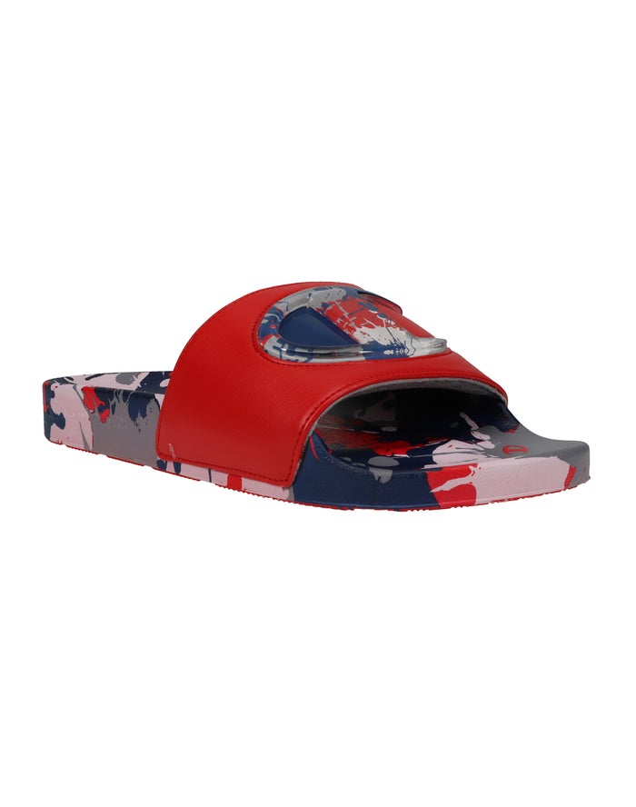 Men\'s Champion IPO Splatter Oxford Slides Deep Red / Grey / Navy | ZHOQG3481