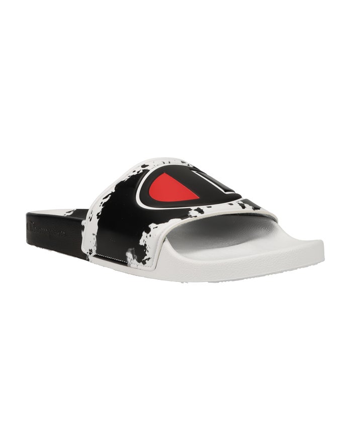 Men\'s Champion IPO Surf and Turf Slides Black / White | AYTQJ5184