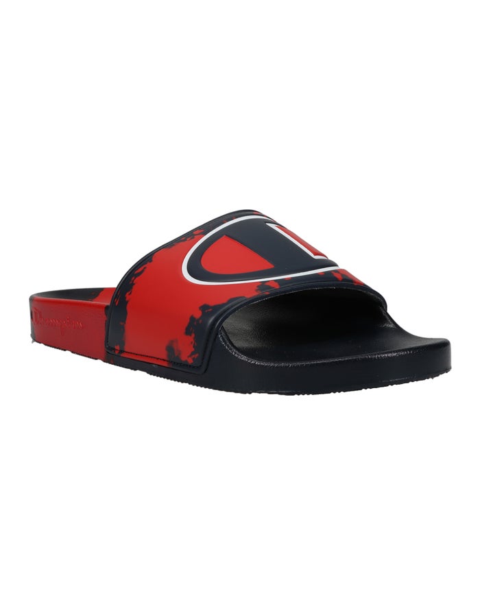 Men\'s Champion IPO Surf and Turf Slides Deep Red / Navy | OYDXU2618