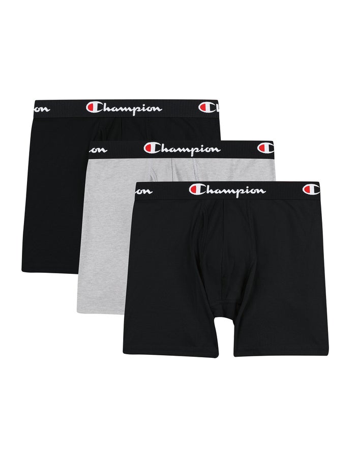 Men's Champion LIGHTWEIGHT STRETCH 3-PAIRS Underwear Black / Black / Grey / Black | RJGPW4659