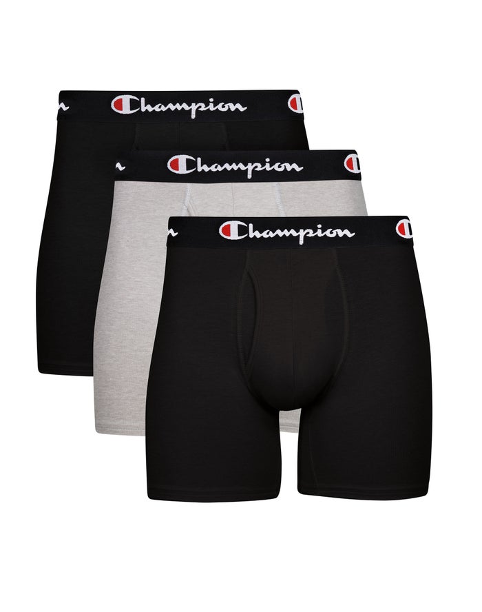 Men\'s Champion LIGHTWEIGHT STRETCH 3-PAIRS Underwear Black / Black / Grey / Black | RJGPW4659