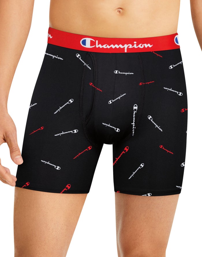 Men's Champion LIGHTWEIGHT STRETCH 3-PAIRS Underwear Black / Red / White / Turquoise | VMRKI4520