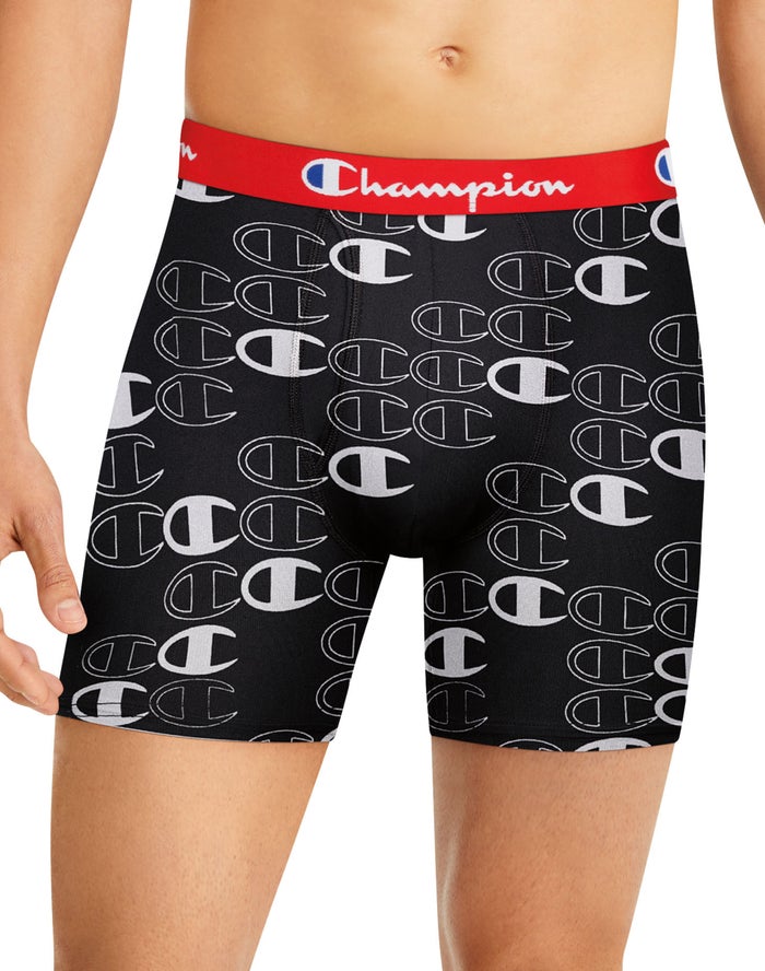 Men's Champion LIGHTWEIGHT STRETCH 3-PAIRS Underwear Grey / Red / Black / White / Red / Black / Red | WTJLX1853