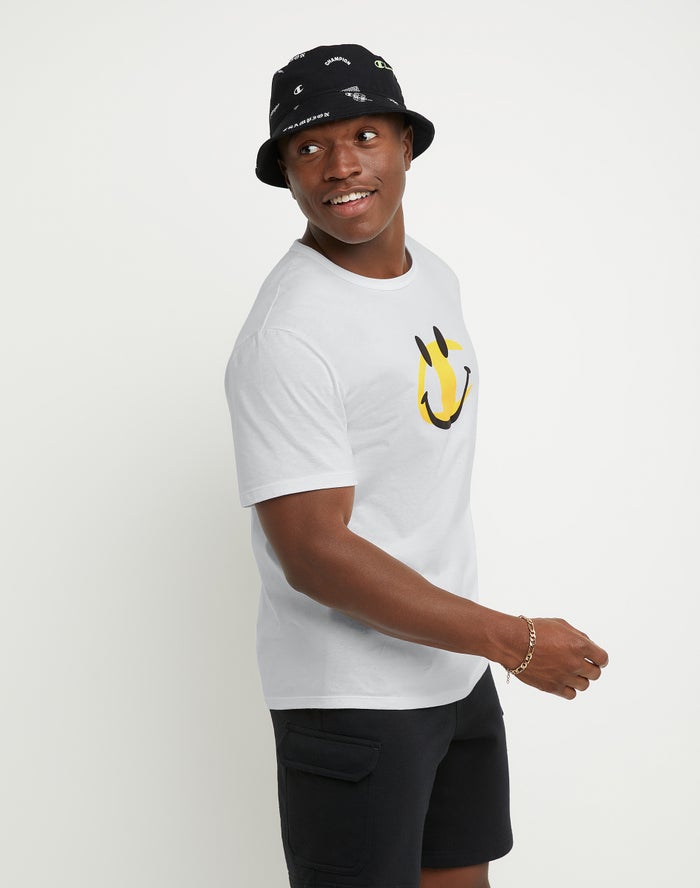 Men's Champion Lightweight Smiley Face T Shirts White | XNIRY8321