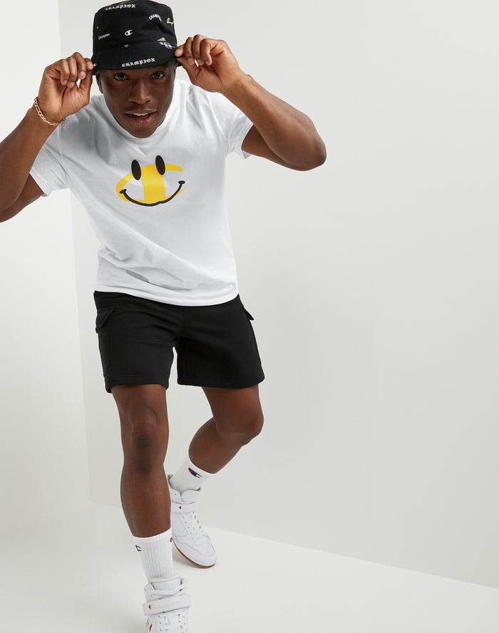 Men's Champion Lightweight Smiley Face T Shirts White | XNIRY8321