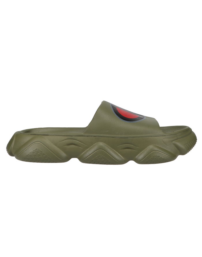 Men's Champion Meloso Squish Cargo Slides Olive | HJVFM8194