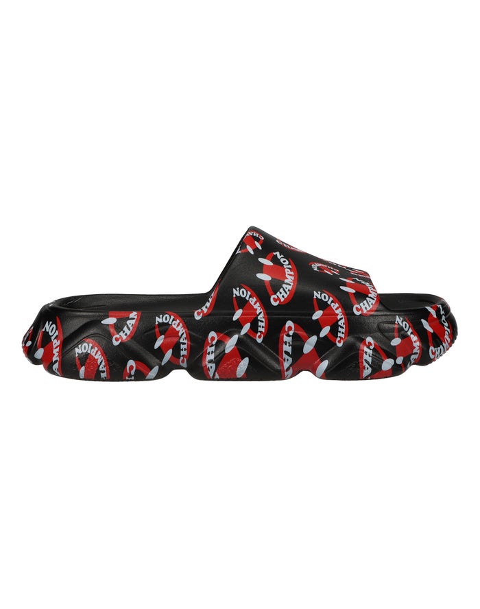 Men's Champion Meloso Squish Smile Slides Black / Deep Red | GTRHL6591