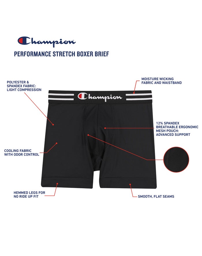 Men's Champion PERFORMANCE 3-PAIRS Underwear Black / Black / Black / Red / Black / Black | DHBVP4603