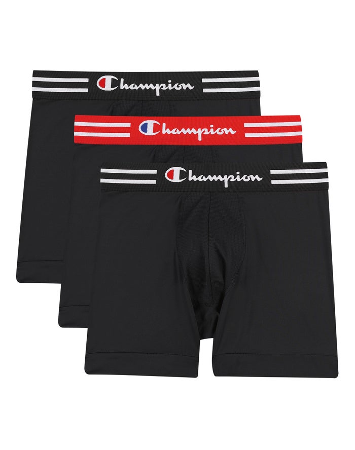 Men's Champion PERFORMANCE 3-PAIRS Underwear Black / Black / Black / Red / Black / Black | DHBVP4603