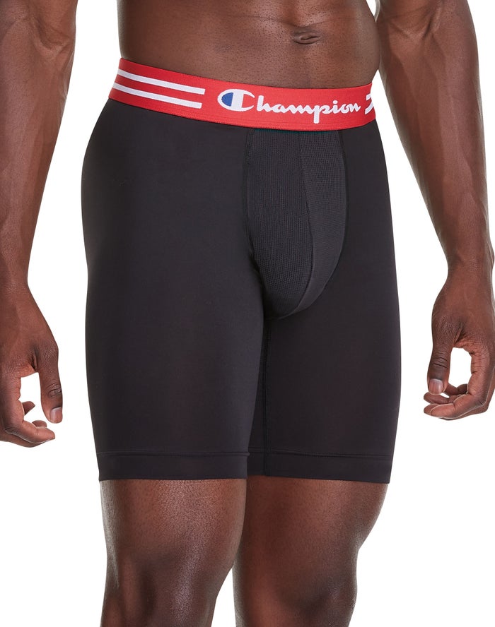 Men's Champion PERFORMANCE LONG LEG 3-PAIRS Underwear Black / Black / Black / Red / Black / Black | HEUOF9758