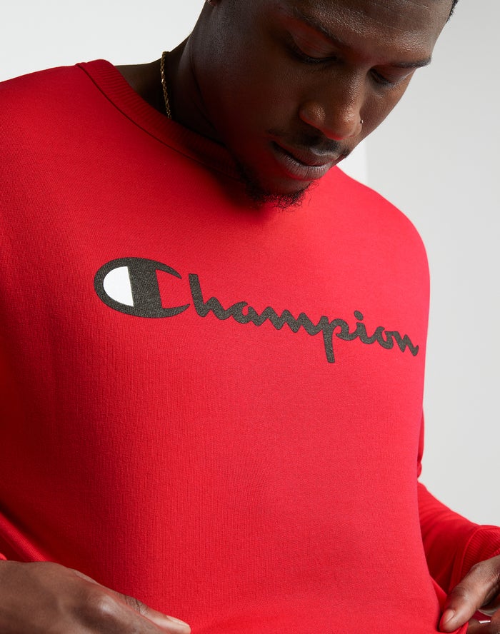 Men's Champion Powerblend Fleece Script Logo Hoodie Navy | NDVBP7320