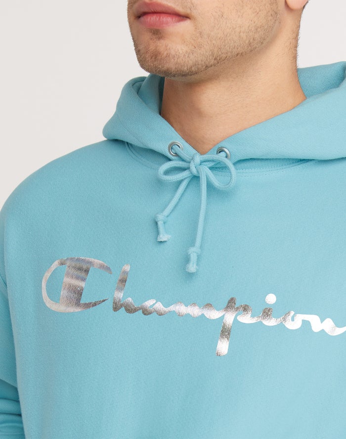 Men's Champion Reverse Weave Foil Hoodie White | PEXTR6785