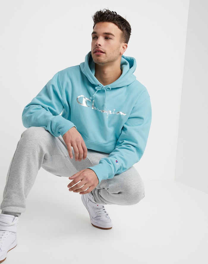 Men's Champion Reverse Weave Foil Hoodie White | PEXTR6785