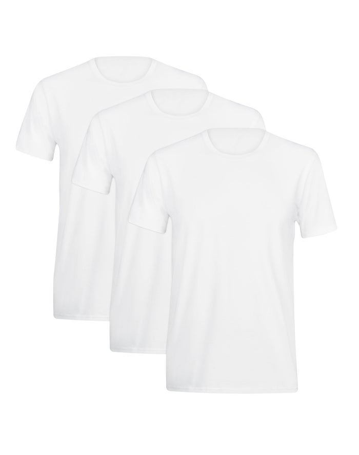 Men\'s Champion STRETCH 3-PACK T Shirts White / White / White | QGBWR2406