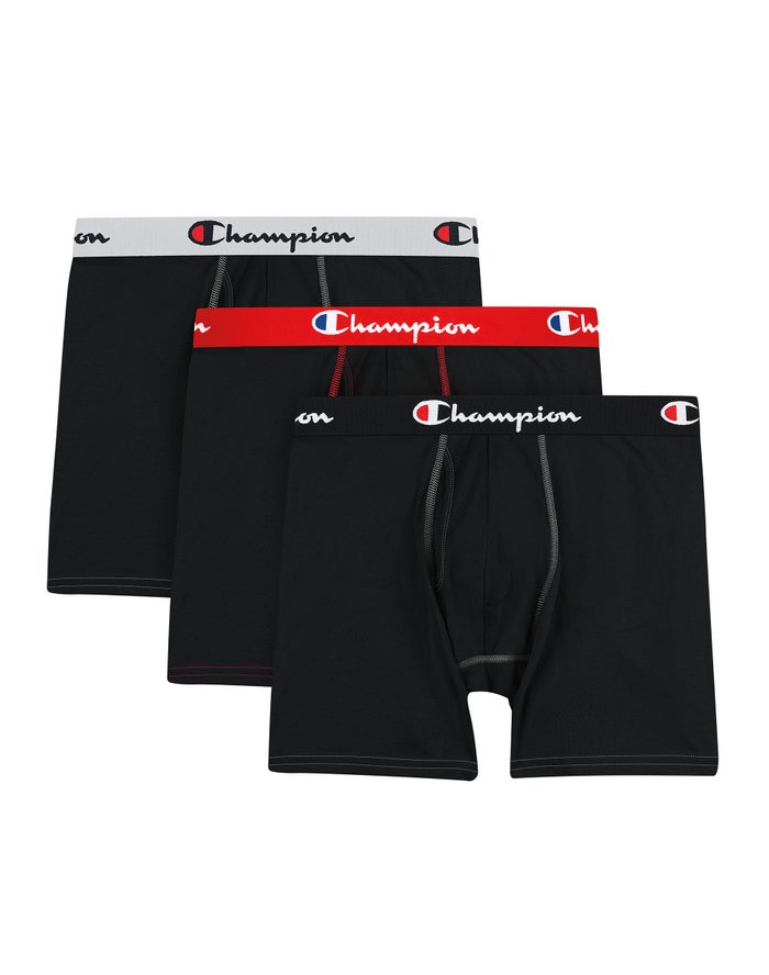 Men's Champion TOTAL SUPPORT COTTON STRETCH 3-PAIRS Underwear Black / Black / Grey / Black | UDHJM3594