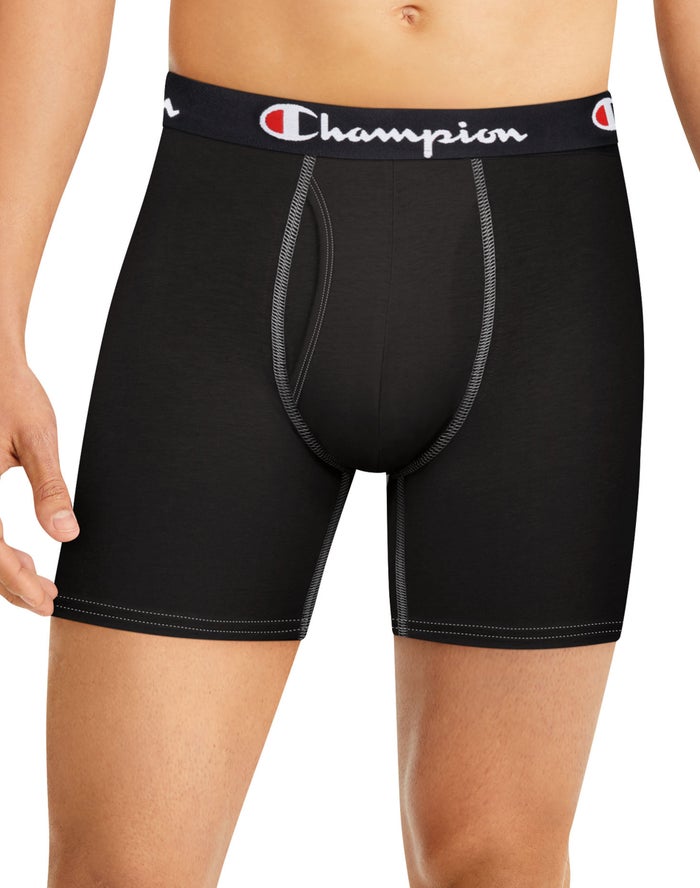 Men's Champion TOTAL SUPPORT COTTON STRETCH 3-PAIRS Underwear Black / Black / Grey / Black | UDHJM3594