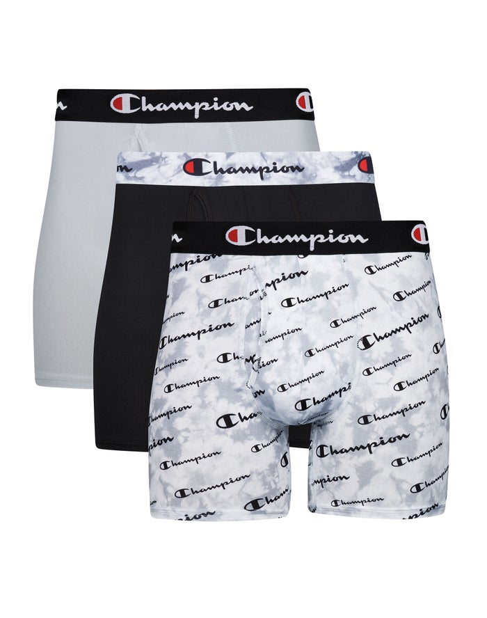 Men\'s Champion TOTAL SUPPORT LIGHTWEIGHT STRETCH 3-PAIRS Underwear Grey / Black / Grey / Grey / Black | RWKPX0127