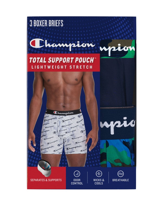 Men's Champion TOTAL SUPPORT LIGHTWEIGHT STRETCH 3-PAIRS Underwear Blue Camo / Navy / Royal / Navy / Black / Blue Camo | TSOBX6980