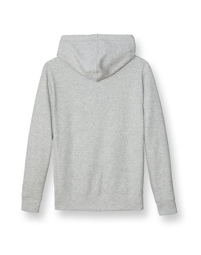 Men's Champion Textural EmbroideScript Logo Hoodie Grey | ZAOHT5072