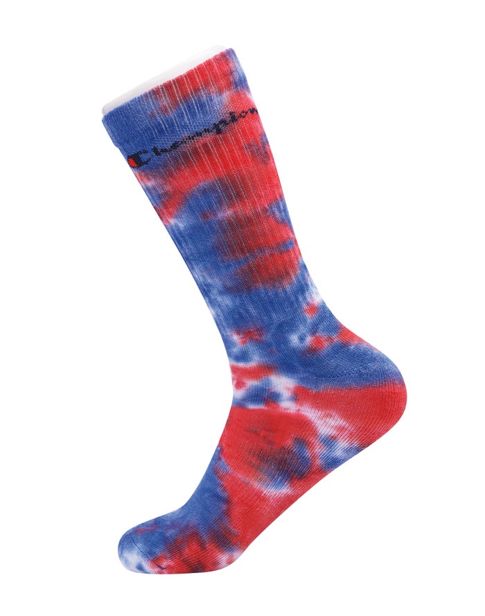 Men\'s Champion Tie-Dye 1-pair Socks Deep Red | WLODV2963