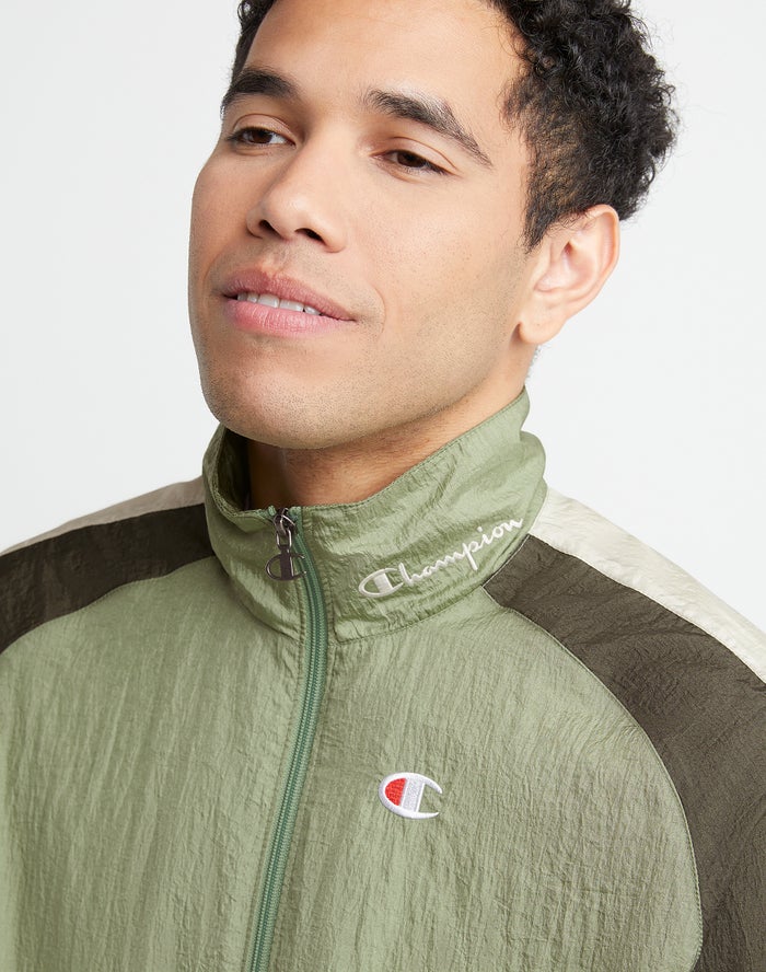 Men's Champion Track Jackets White / Green / Green | UMIRF6051