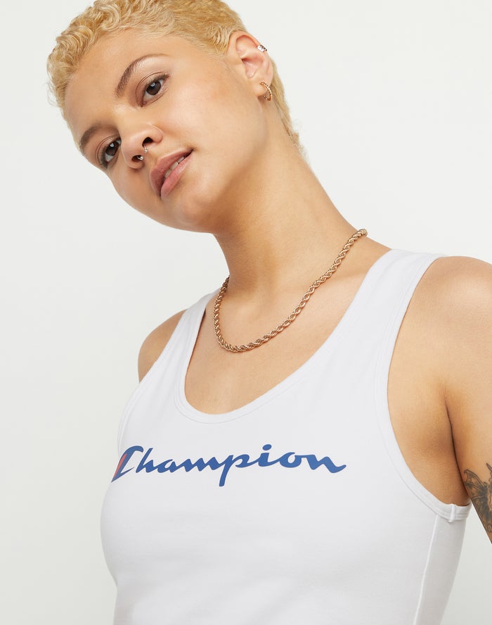 Women's Champion Authentic Crop Script Logo T Shirts Black | BZOGR0238